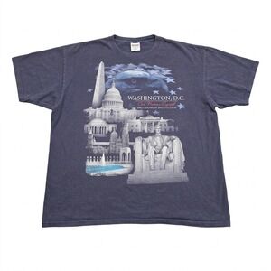 VTG Smithsonian Institution Washington DC T Shirt Mens‎ 2XL Navy Eagle Monuments